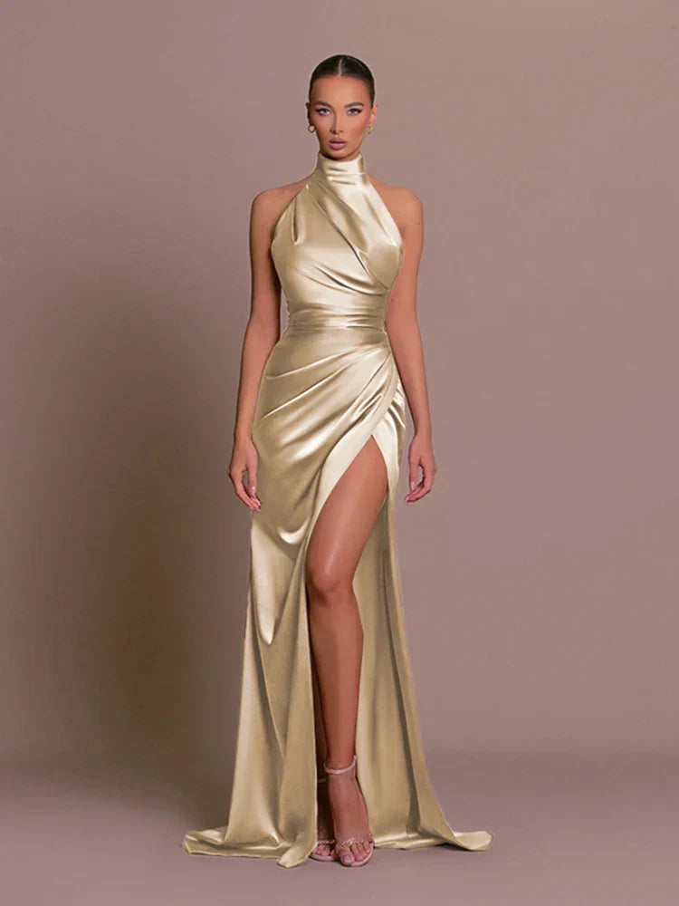 Vestido de Noche Elegante con Abertura Alta