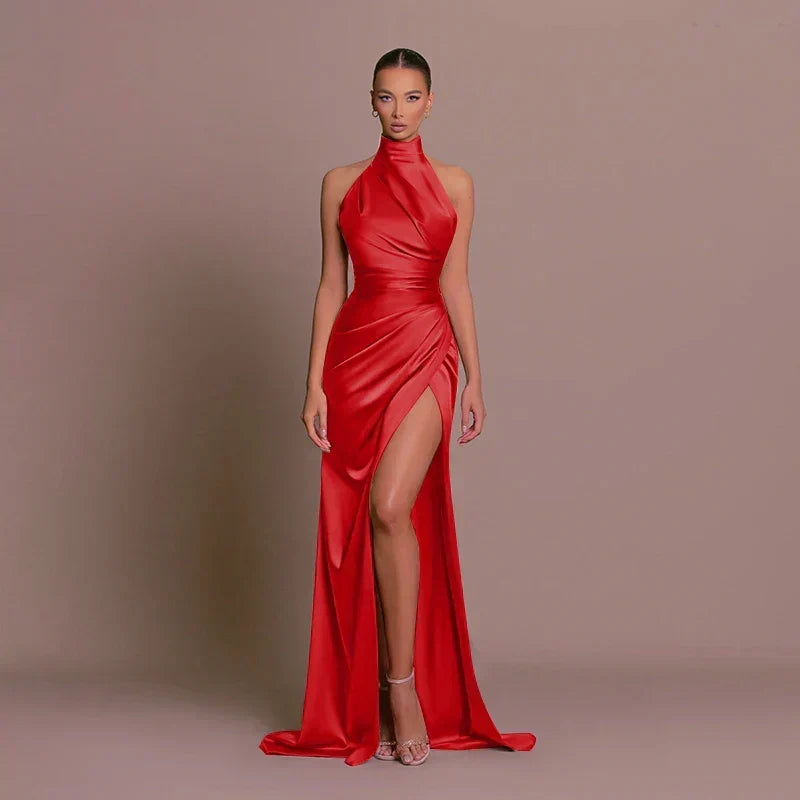Vestido de Noche Elegante con Abertura Alta