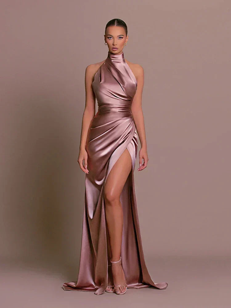 Vestido de Noche Elegante con Abertura Alta