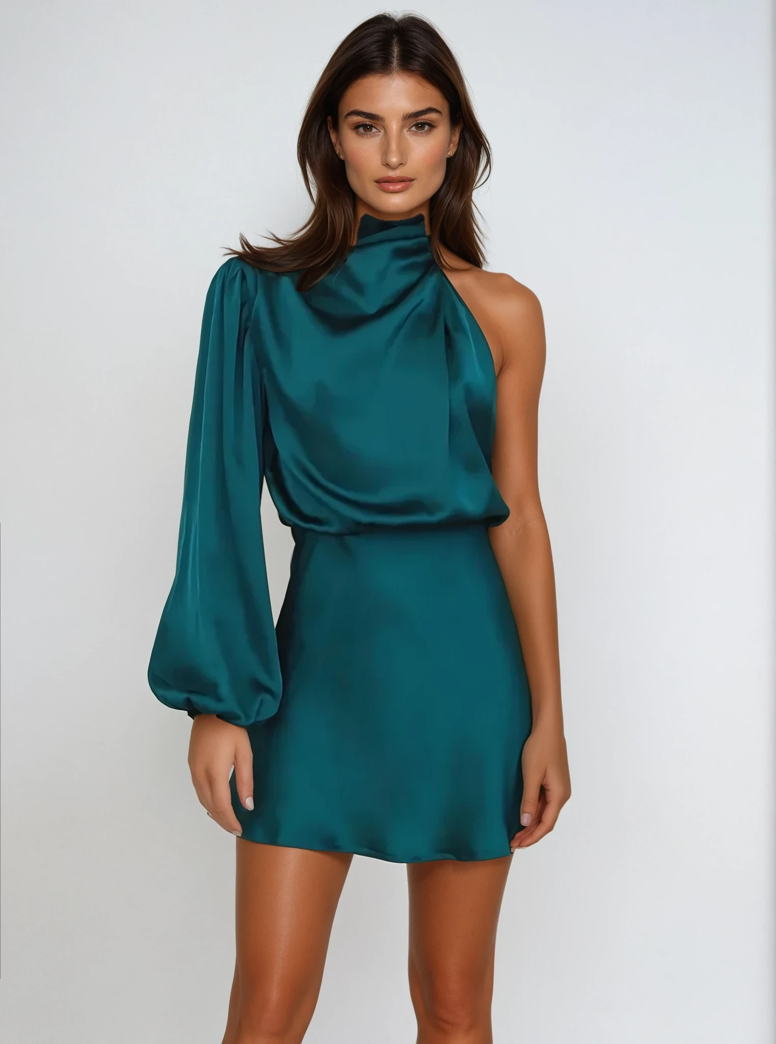 Vestido de Noche Elegante con un Hombro