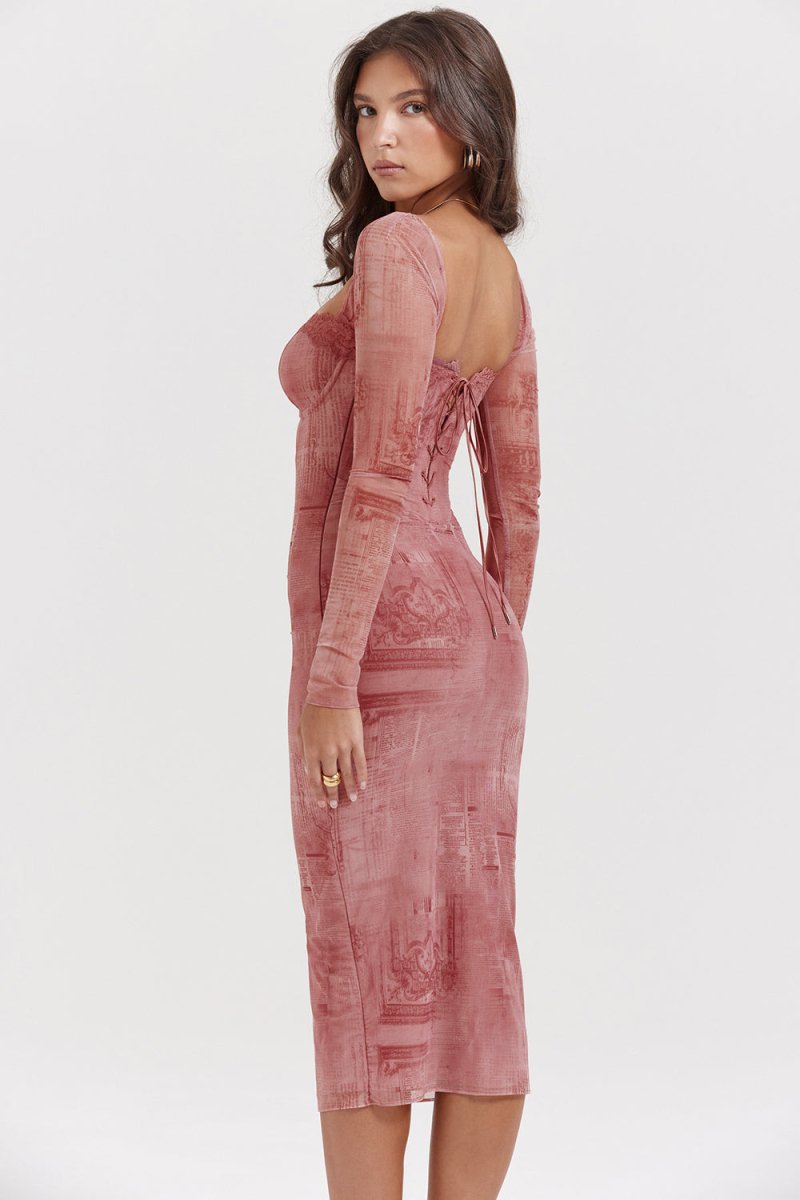 Vestido elegante rosa para mujer