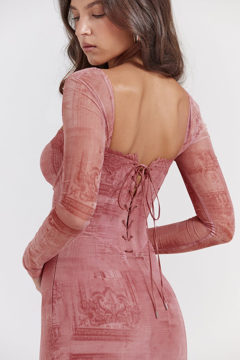 Vestido elegante rosa para mujer