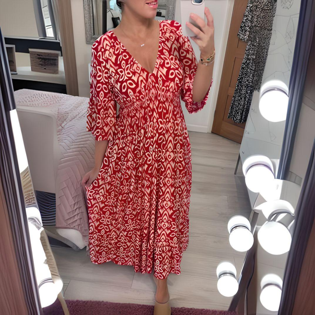 Vestido holgado con estampado boho