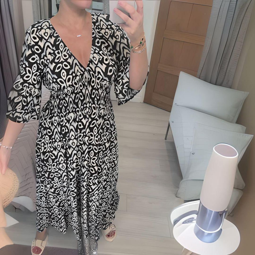 Vestido holgado con estampado boho