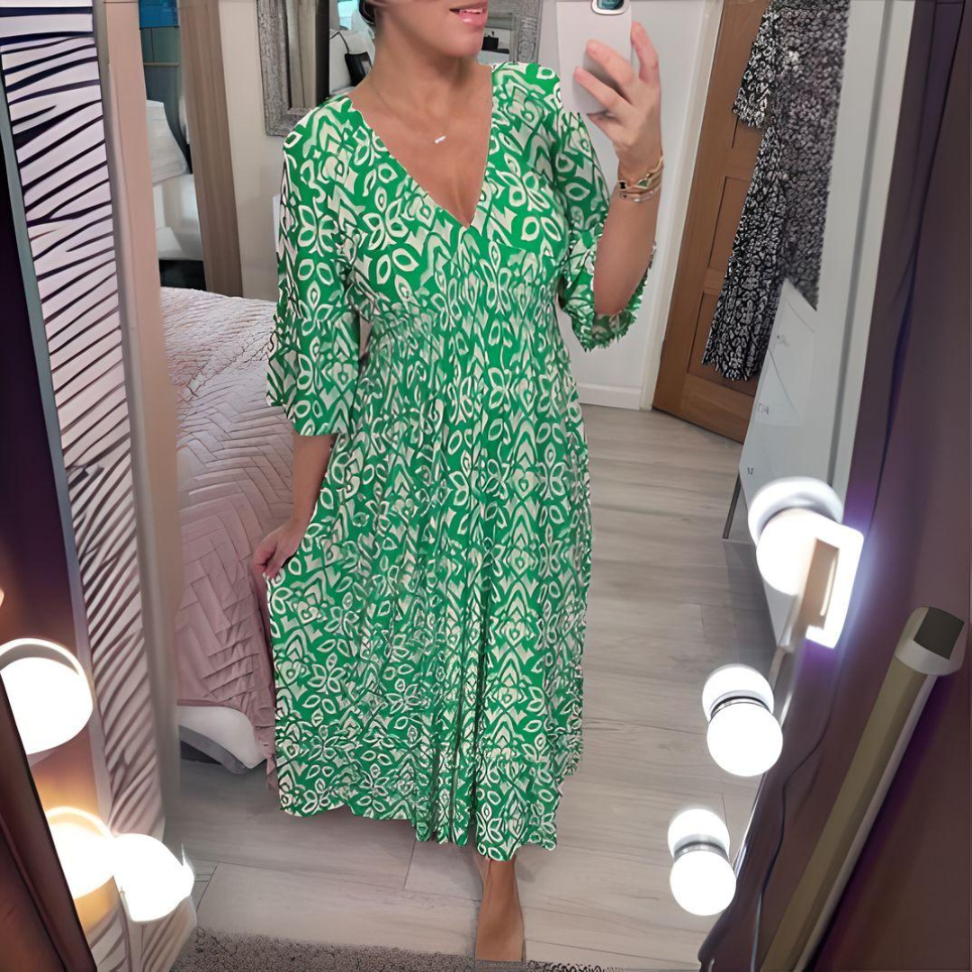Vestido holgado con estampado boho
