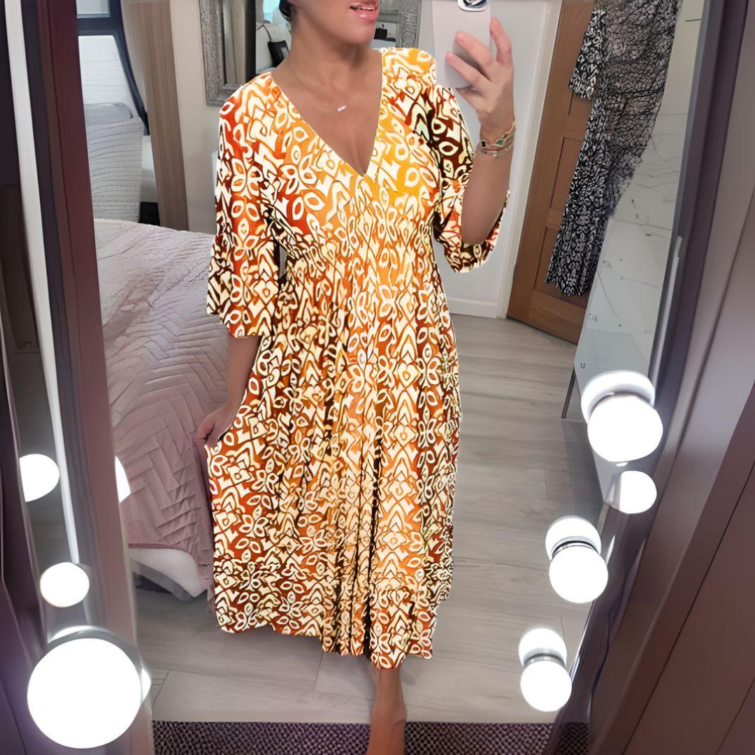 Vestido holgado con estampado boho
