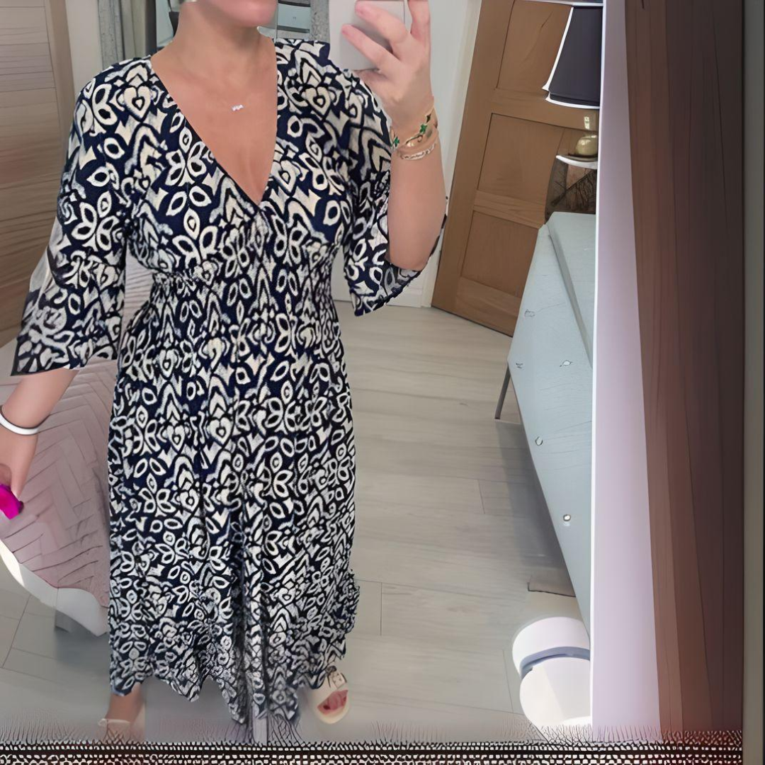 Vestido holgado con estampado boho
