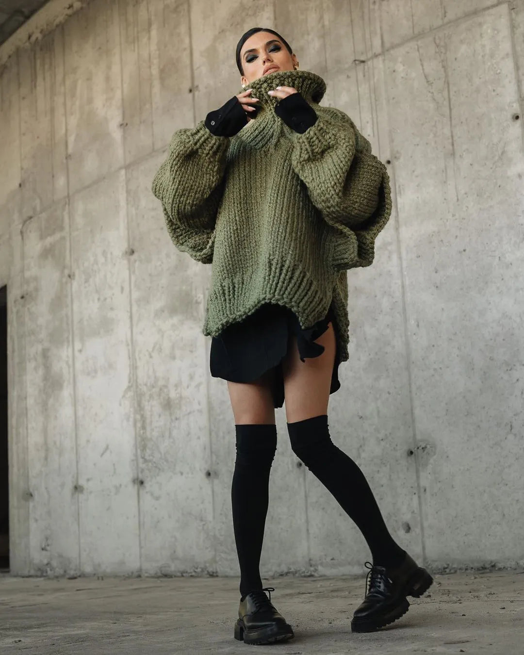 Vestido jersey de punto oversize para mujer