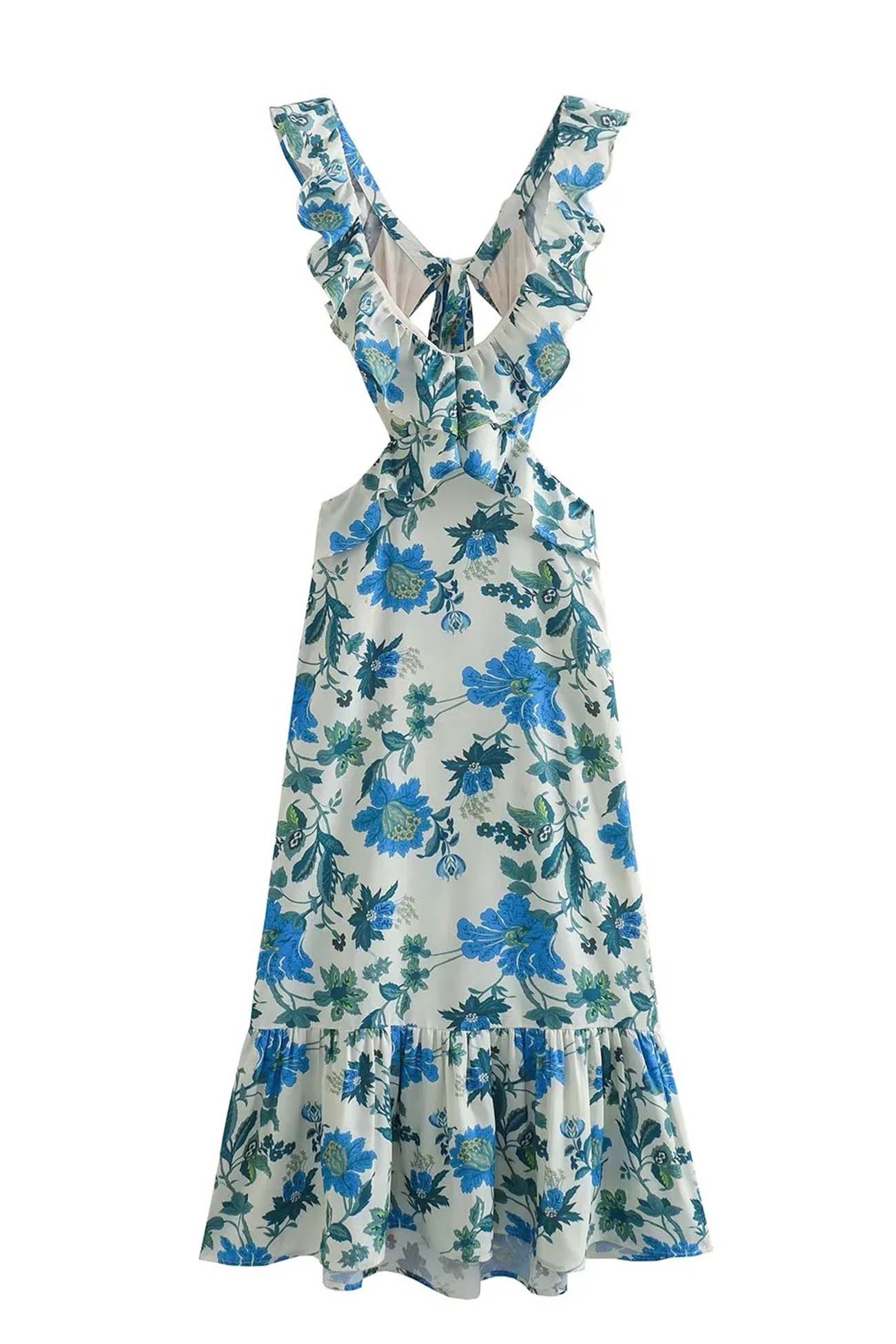 Vestido largo de flores sin mangas para mujer