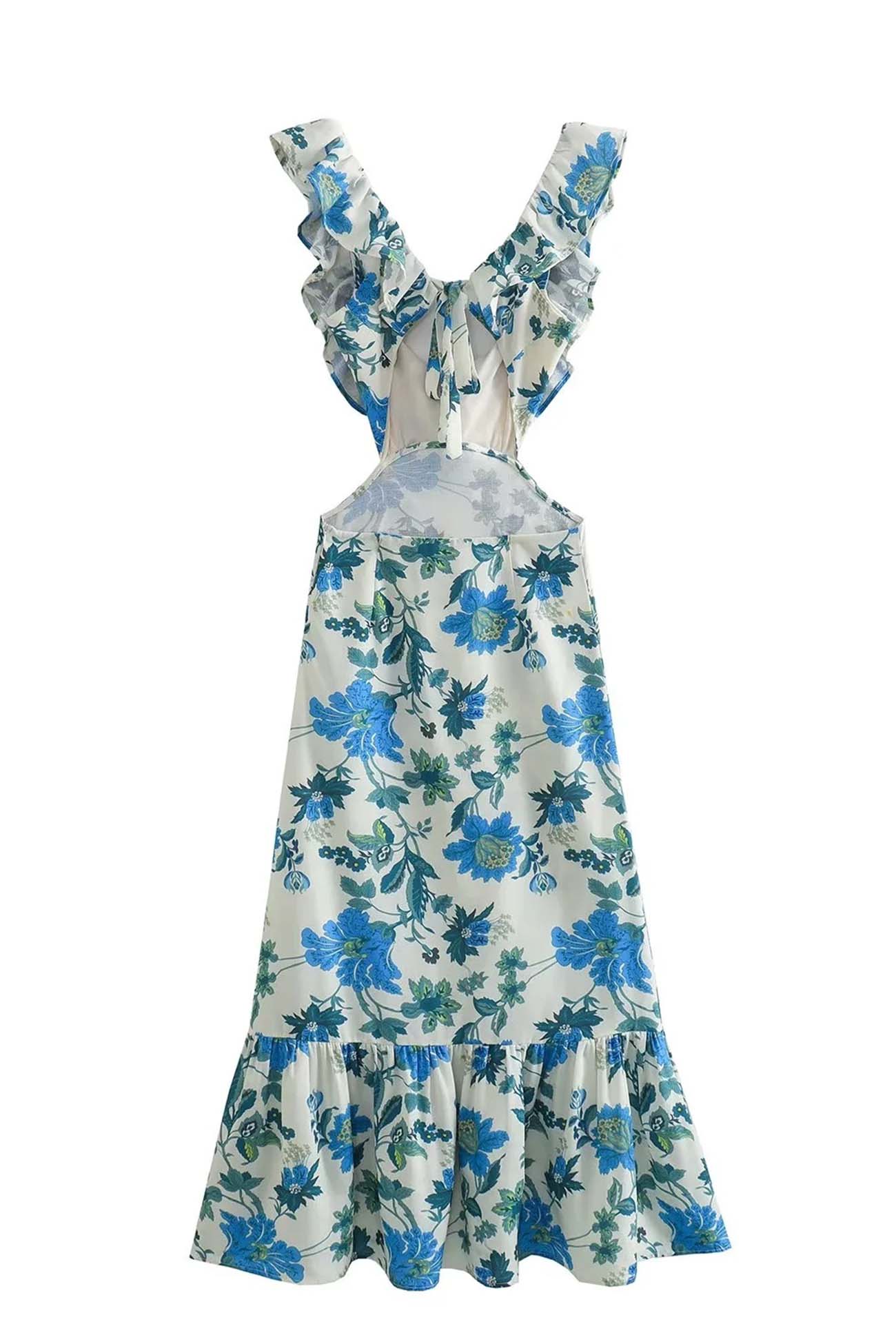 Vestido largo de flores sin mangas para mujer
