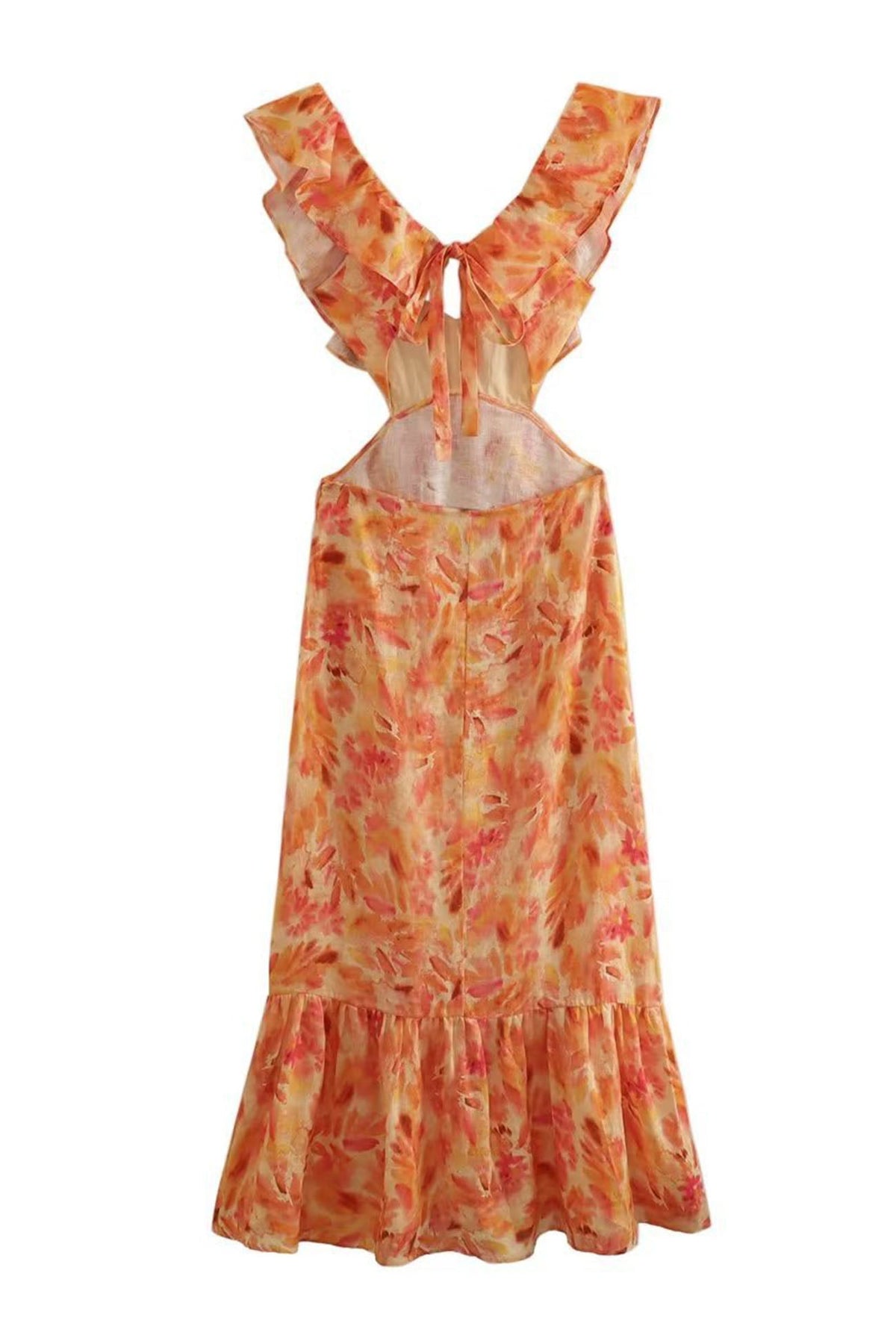 Vestido largo de flores sin mangas para mujer