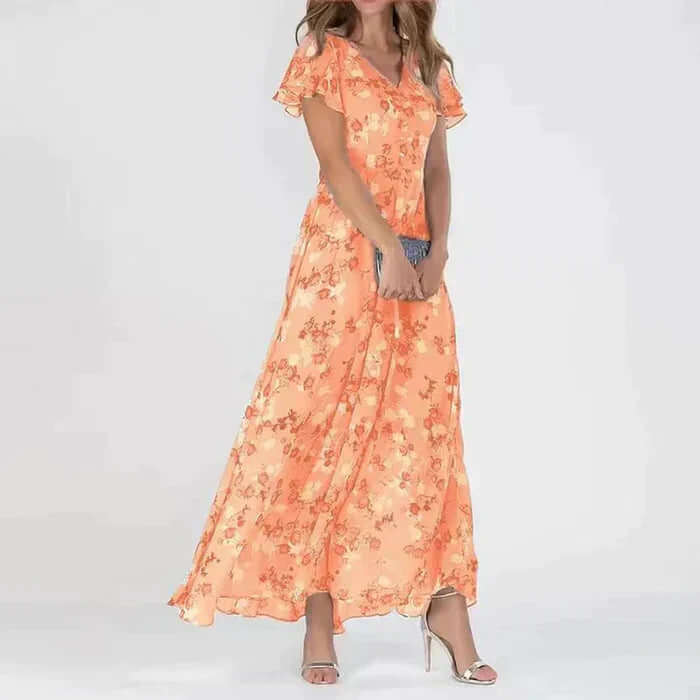 Vestido largo de verano con estampado floral y ajuste favorecedor