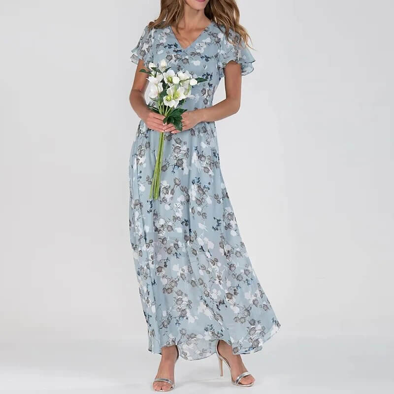Vestido largo de verano con estampado floral y ajuste favorecedor