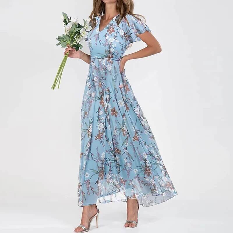Vestido largo de verano con estampado floral y ajuste favorecedor