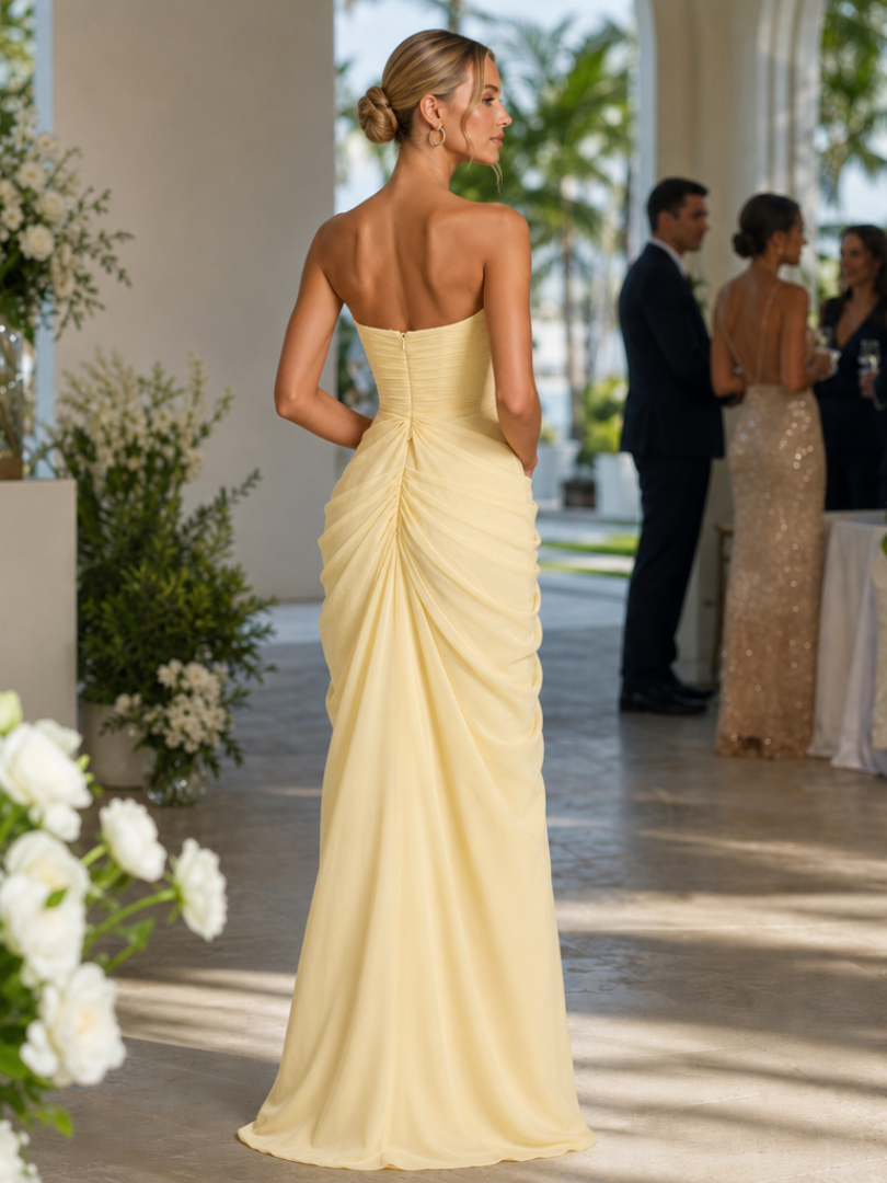 Vestido largo maxi sin tirantes corte recto para mujer
