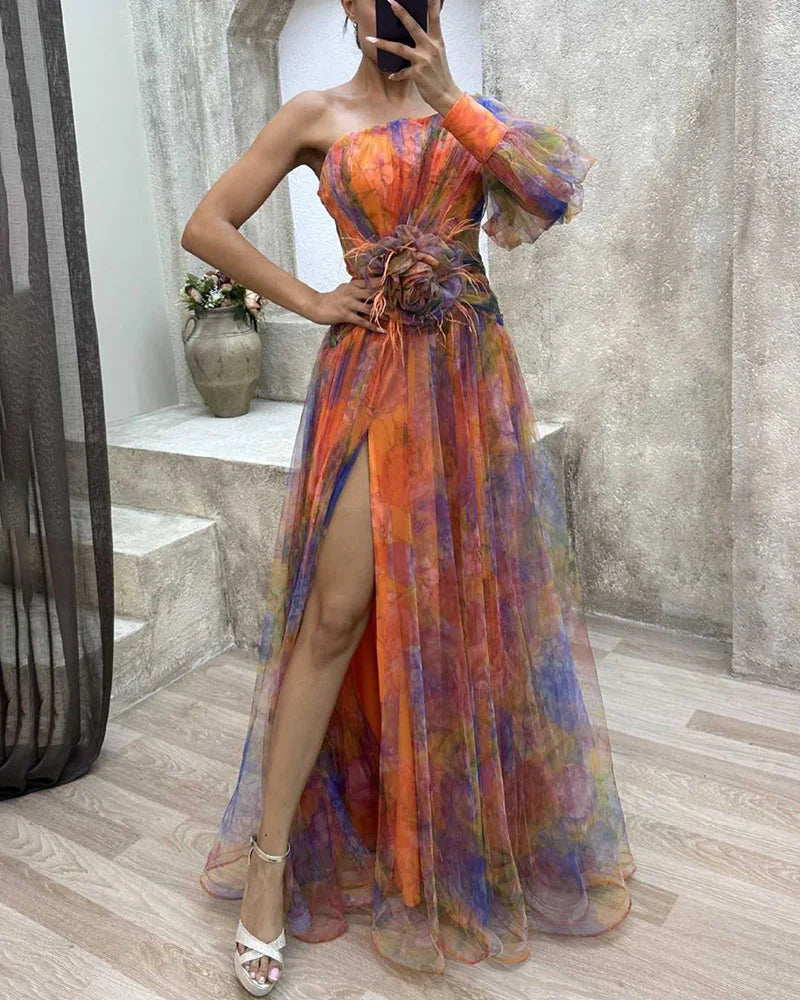 Vestido Mágico de Tul con Capas Ligeras y Fluidas