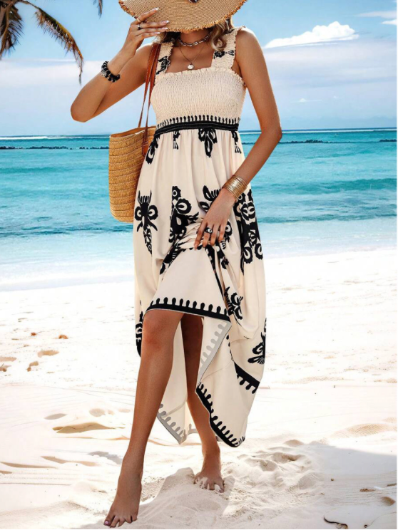 Vestido maxi con corpiño fruncido