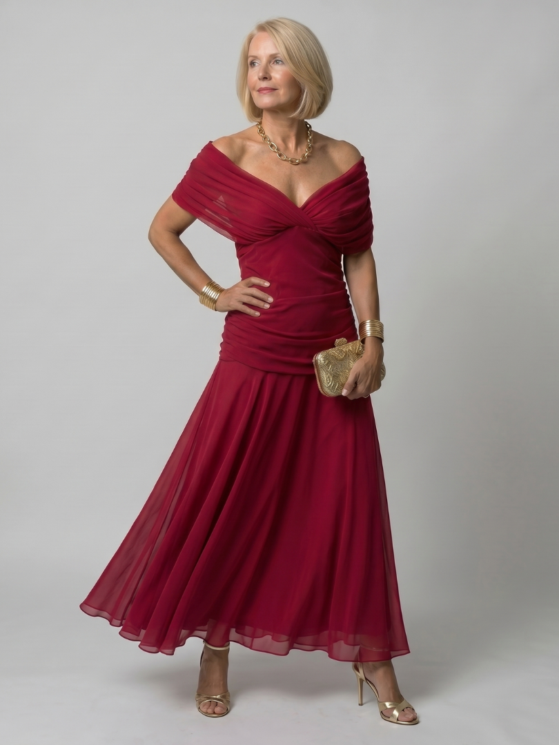 Vestido maxi con hombros descubiertos para mujer
