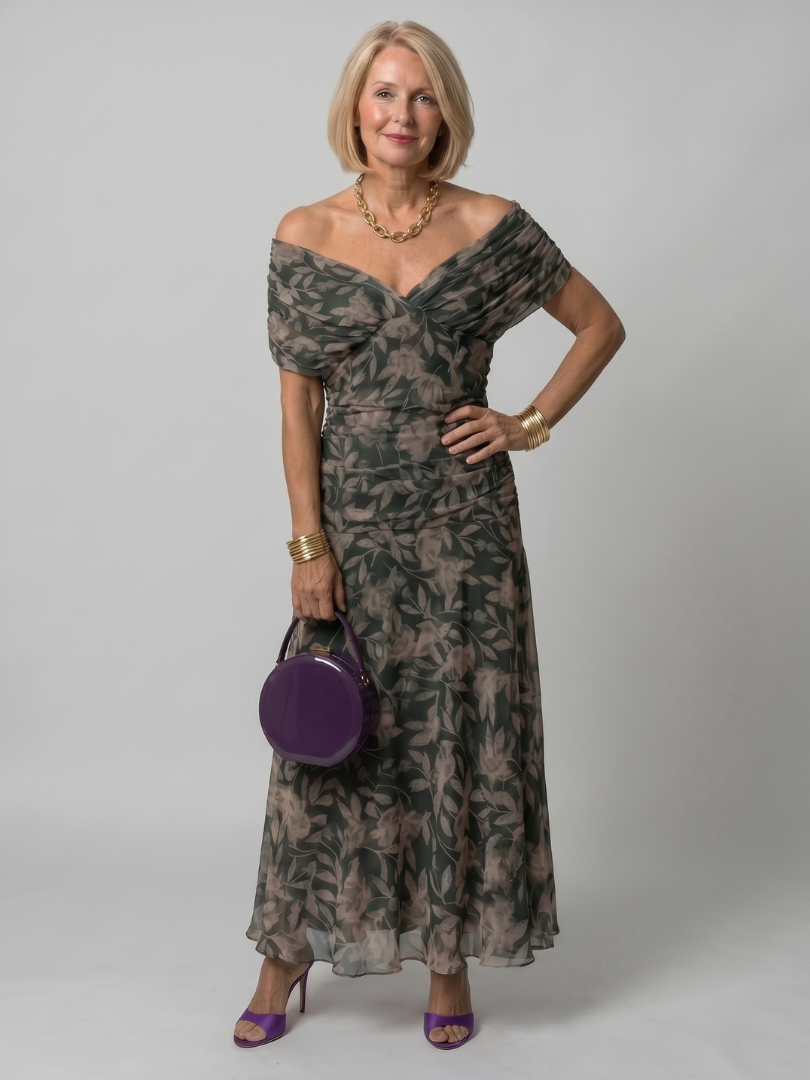 Vestido maxi con hombros descubiertos para mujer