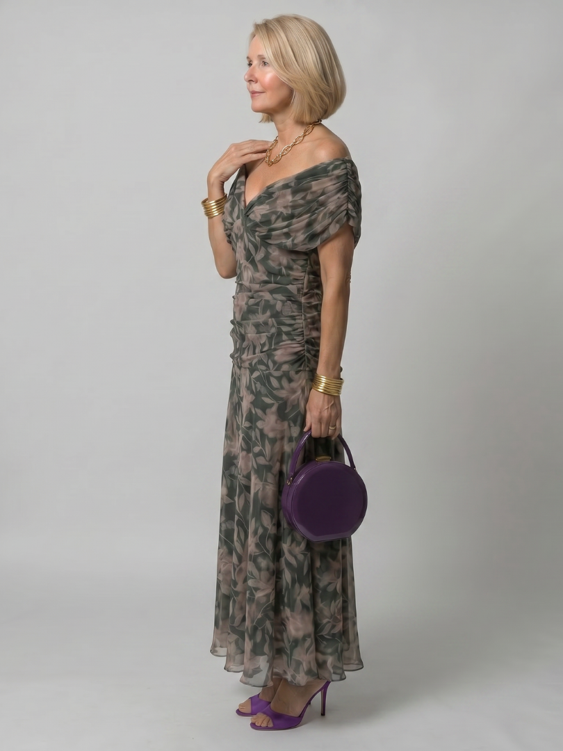 Vestido maxi con hombros descubiertos para mujer