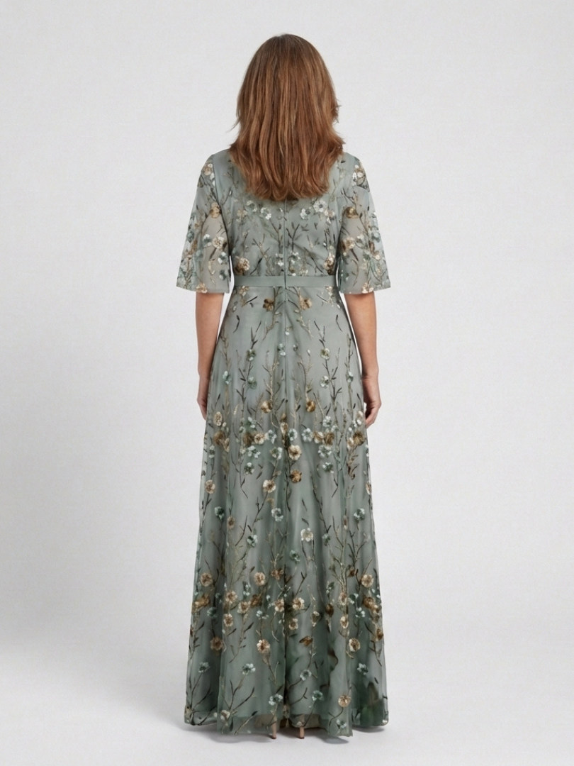 Vestido Maxi Cruzado Bordado para Mujer