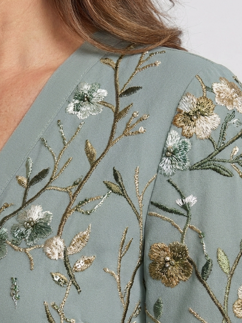 Vestido Maxi Cruzado Bordado para Mujer