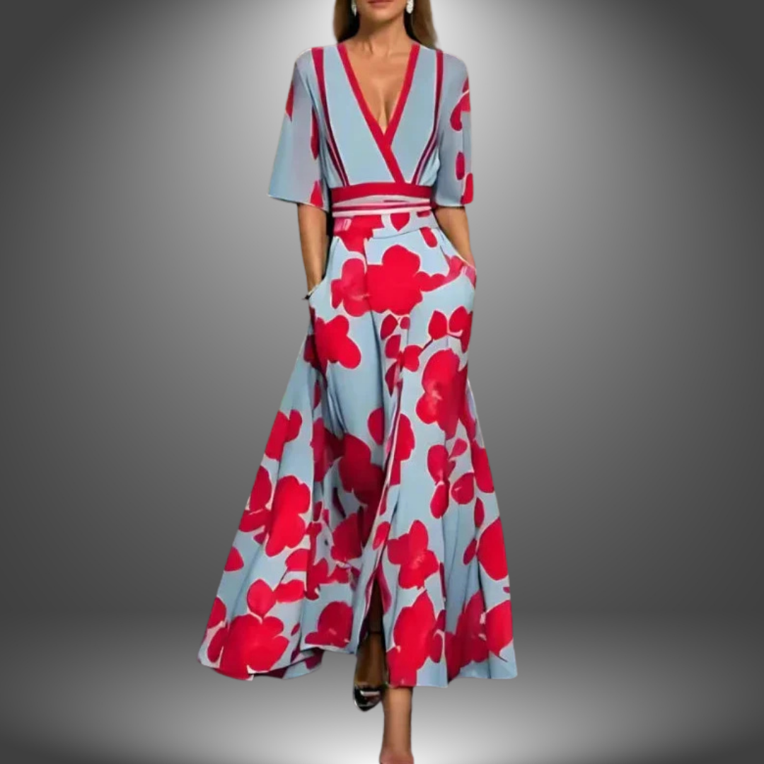Vestido maxi cruzado con estampado floral para mujer