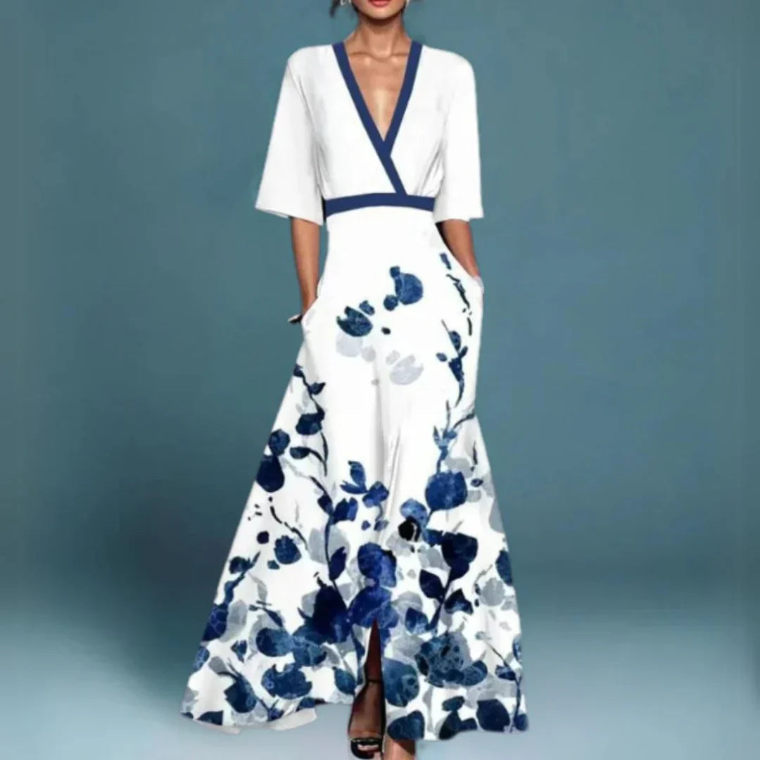 Vestido maxi cruzado con estampado floral para mujer