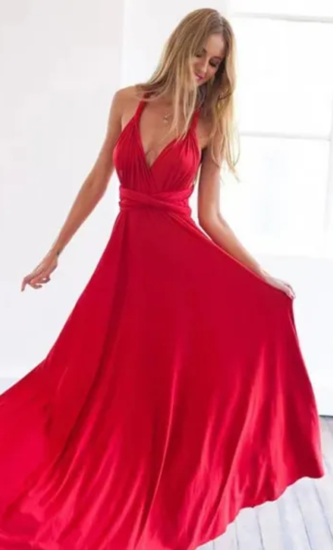 Vestido maxi cruzado sin mangas con cuello halter para mujer