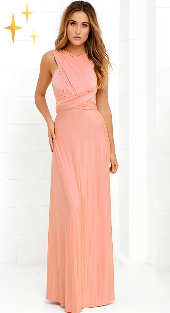 Vestido maxi cruzado sin mangas con cuello halter para mujer