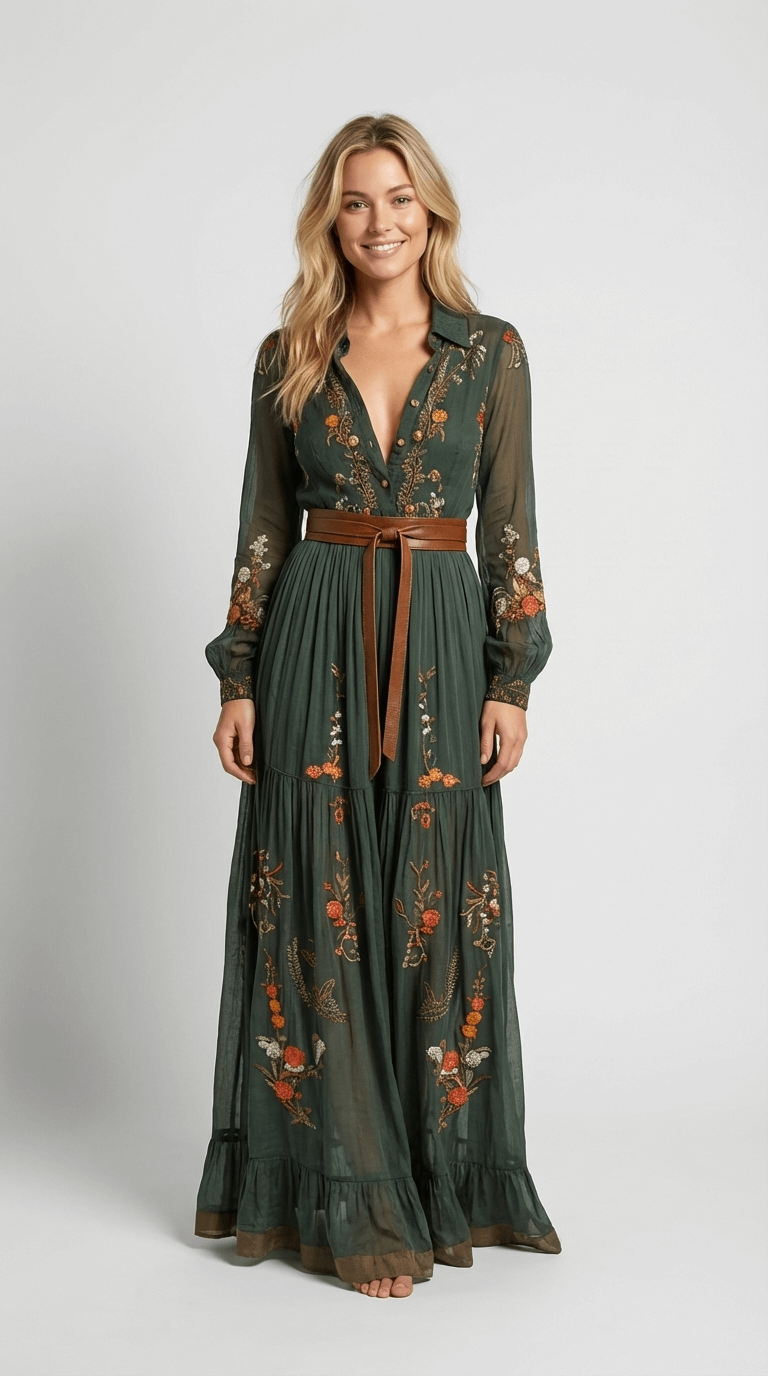 Vestido maxi de estilo bohemio