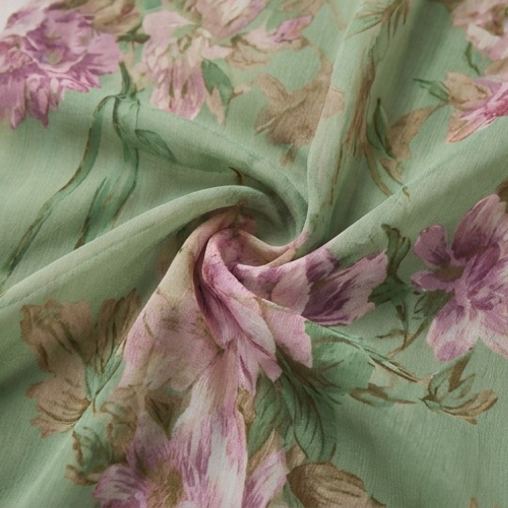 Vestido maxi de verano vaporoso con estampado floral para mujer en verde salvia
