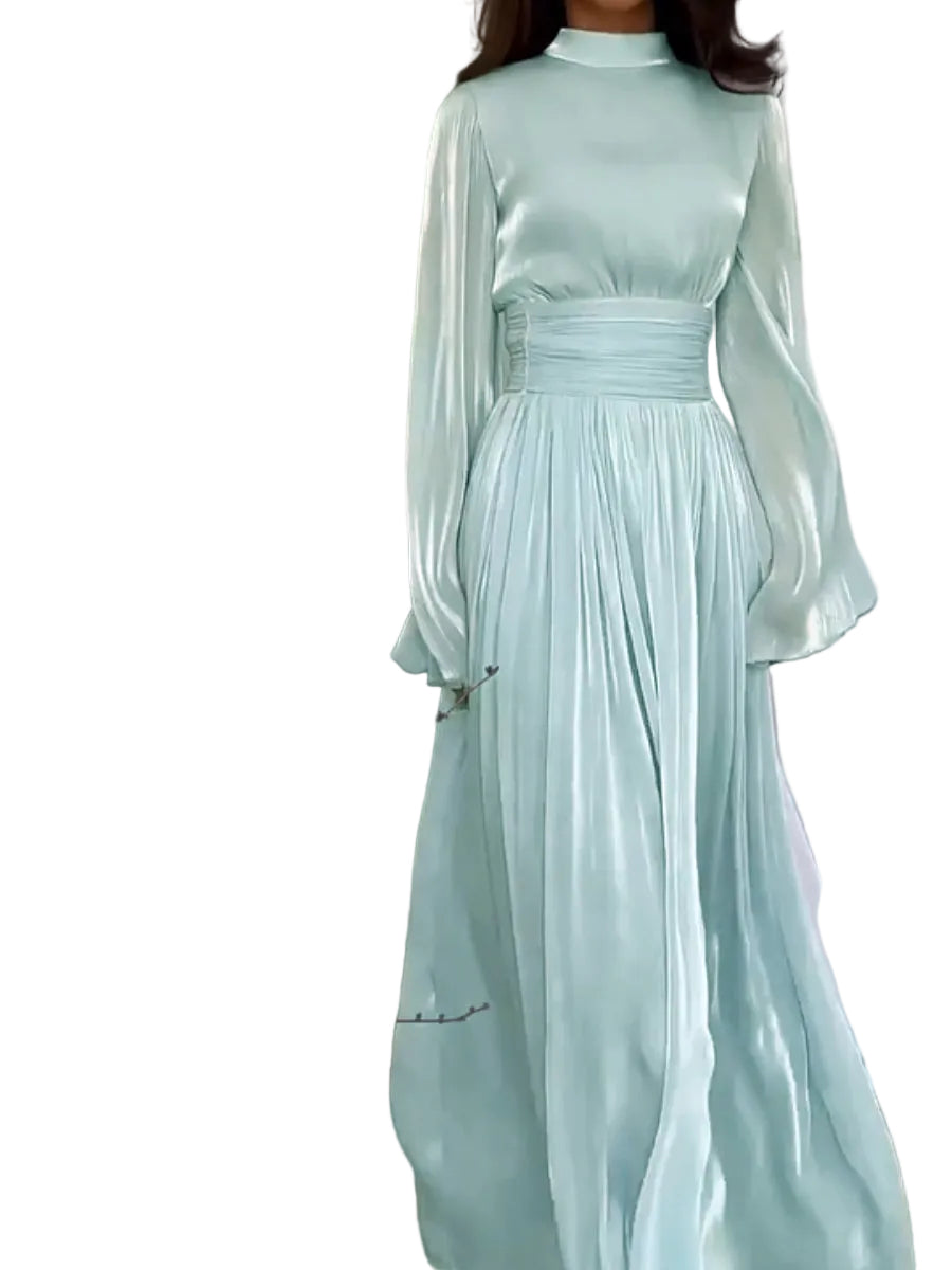 Vestido maxi elegante con cuello alto para mujer