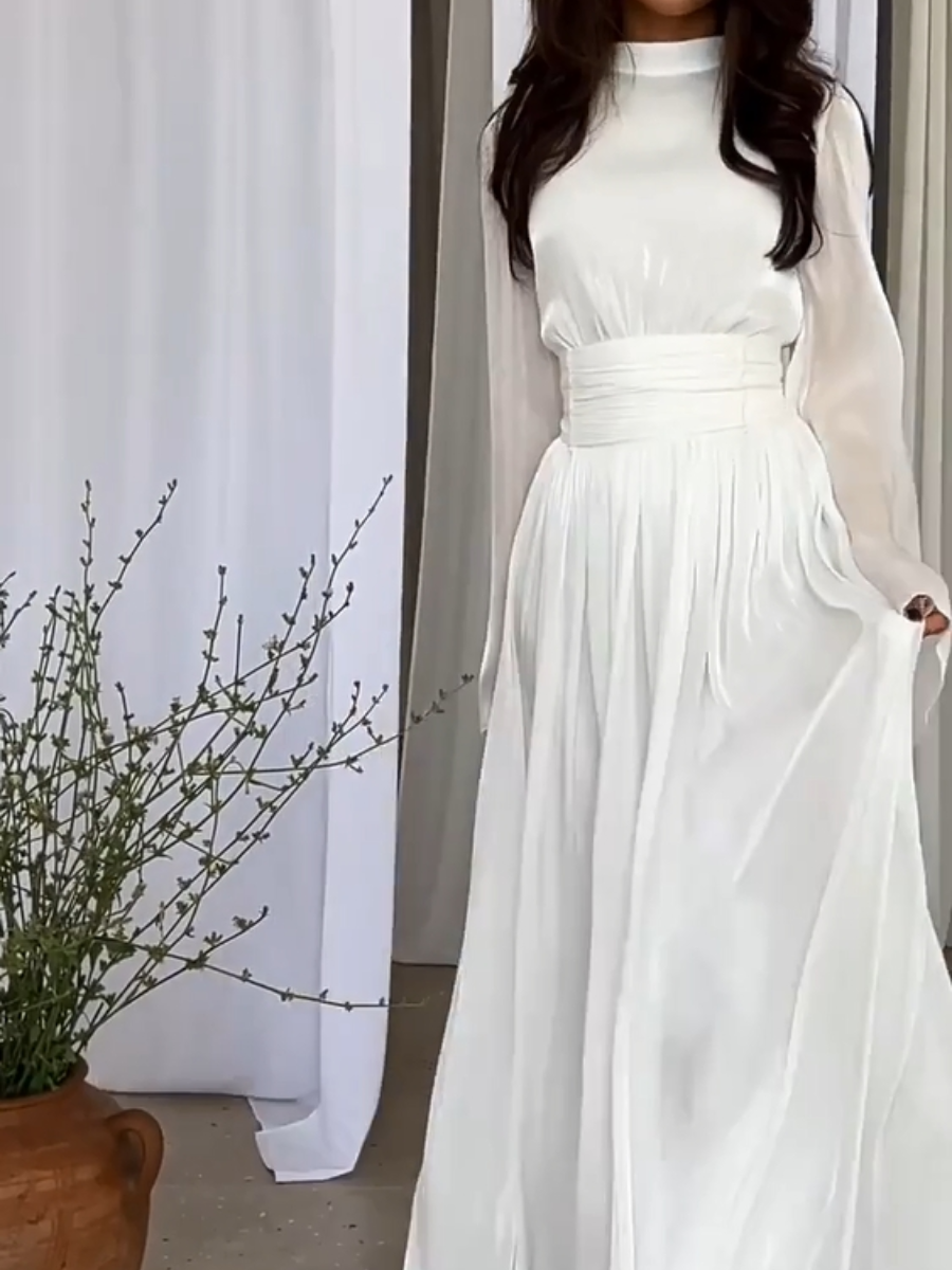 Vestido maxi elegante con cuello alto para mujer