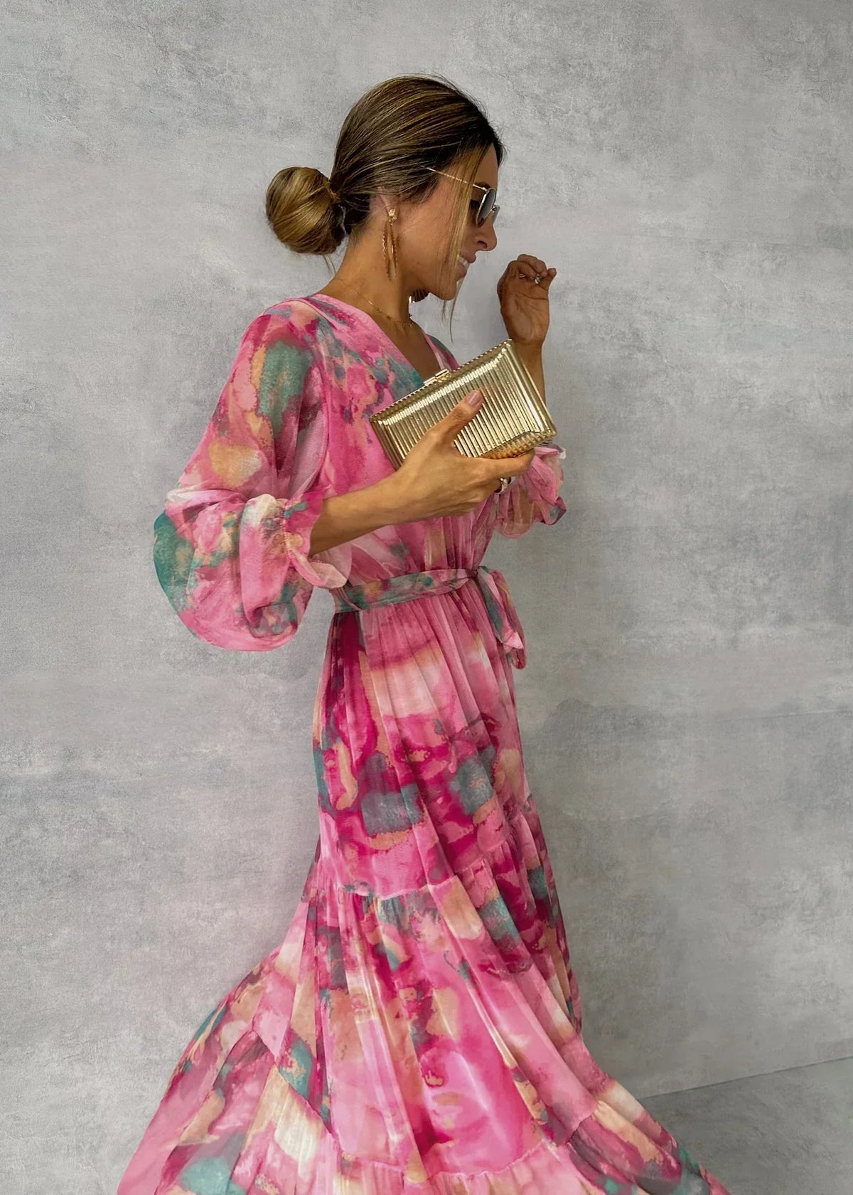 Vestido Maxi Elegante Envolvente - Mangas Largas - Para Fiesta