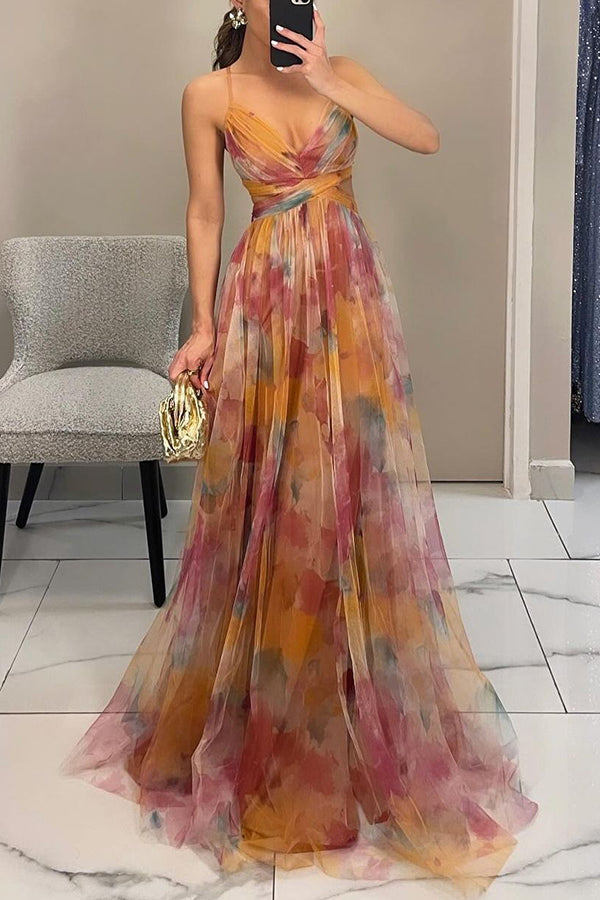 Vestido maxi floral de corte A para mujer