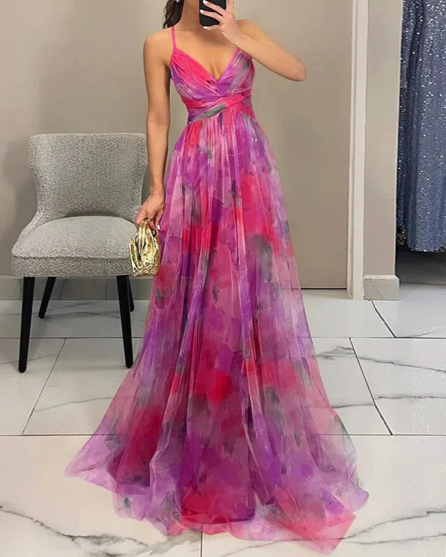 Vestido maxi floral de corte A para mujer