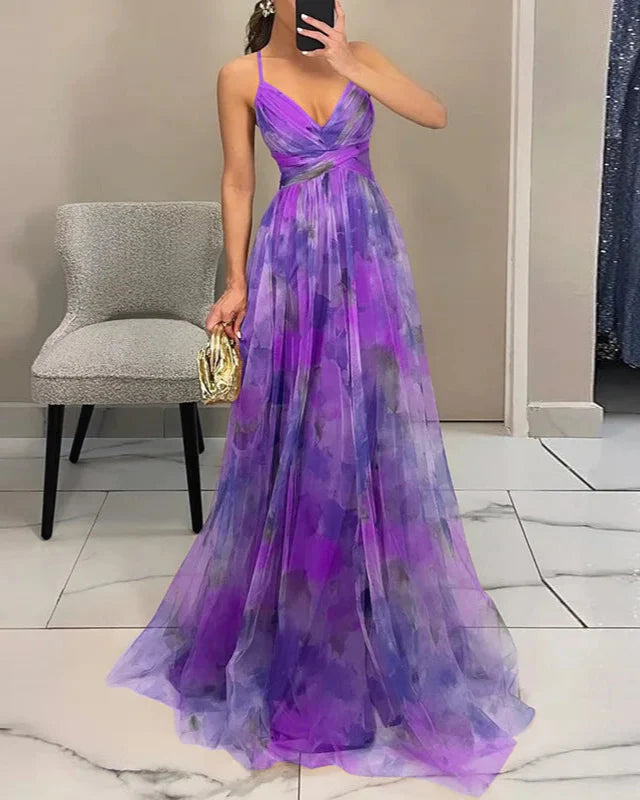 Vestido maxi floral de corte A para mujer
