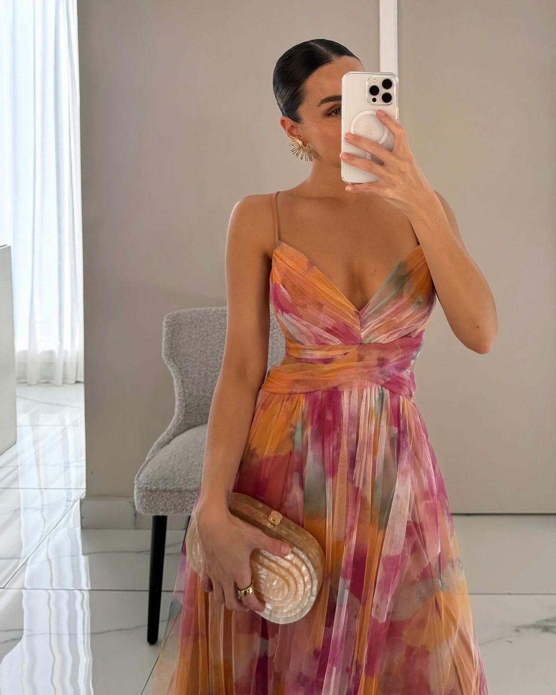 Vestido maxi floral de corte A para mujer