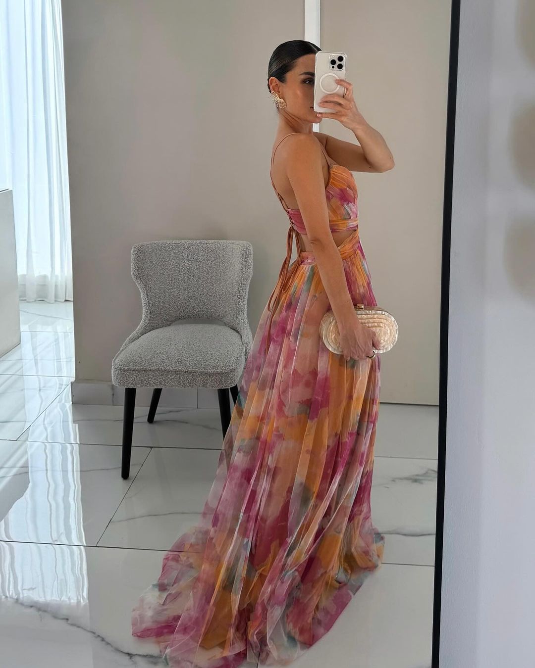 Vestido maxi floral de corte A para mujer