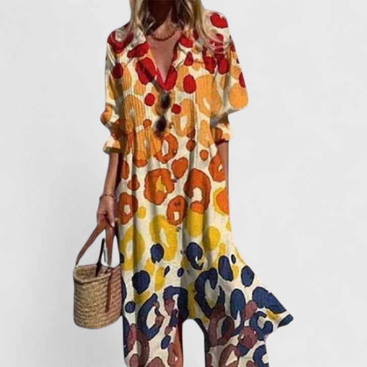 Vestido maxi floral para mujer con botones