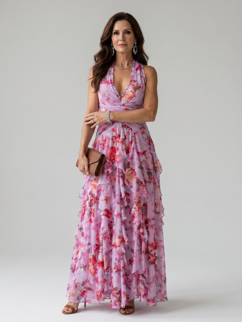 Vestido maxi para mujer con cuello halter