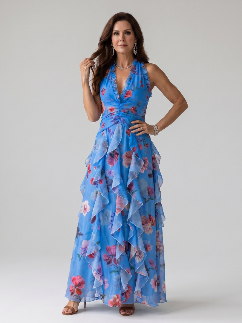 Vestido maxi para mujer con cuello halter