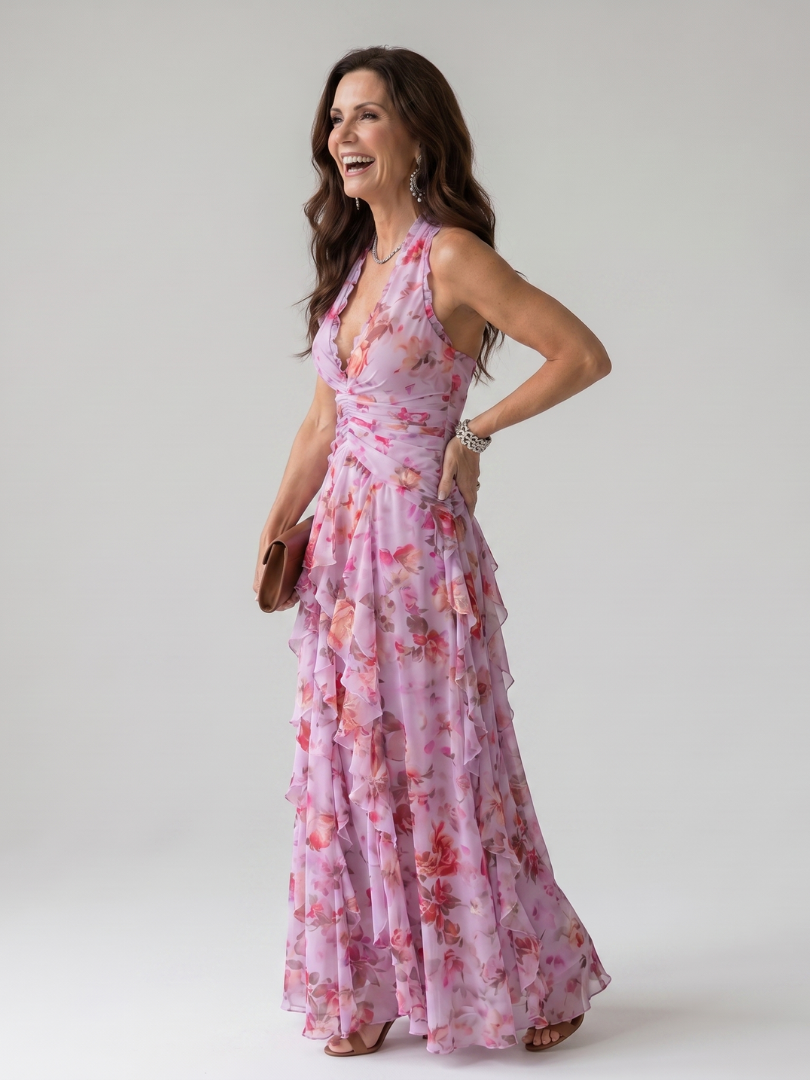 Vestido maxi para mujer con cuello halter