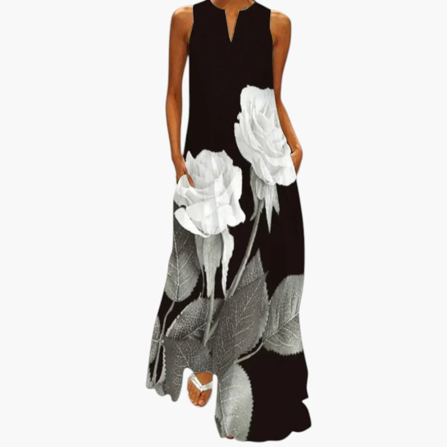 Vestido Maxi para Mujer con Escote Abierto y Cintura Evasé