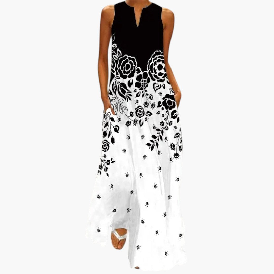 Vestido Maxi para Mujer con Escote Abierto y Cintura Evasé