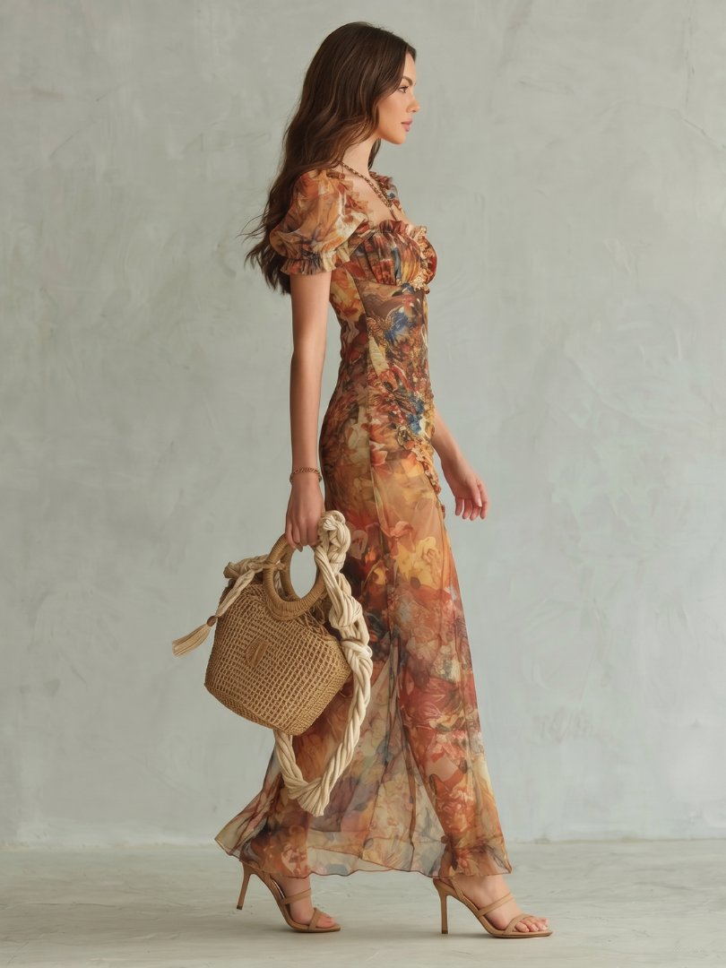 Vestido maxi para mujer con escote corazón
