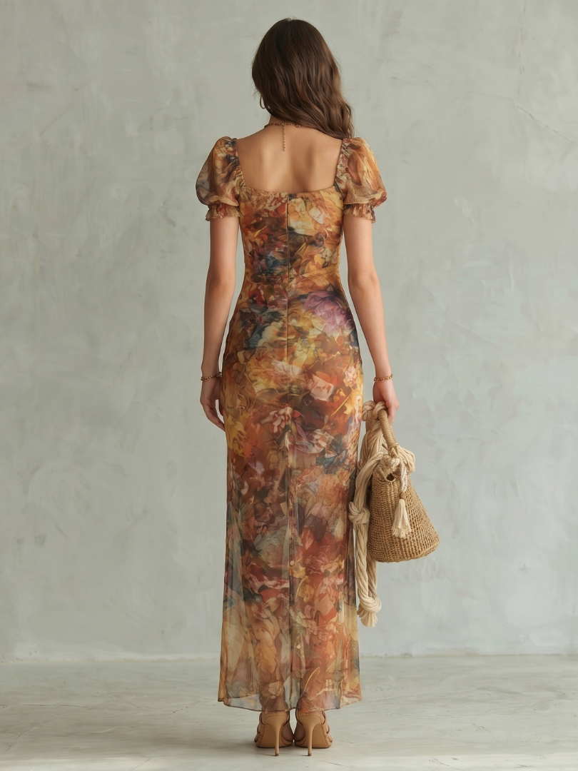 Vestido maxi para mujer con escote corazón
