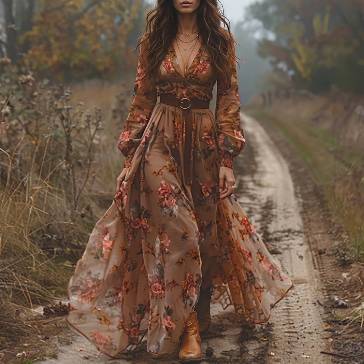 Vestido Maxi para Mujer con Estampado Floral | Vestido Plisado de Verano con Botones