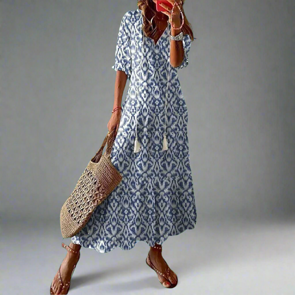 Vestido maxi para mujer de corte en A con estampado floral